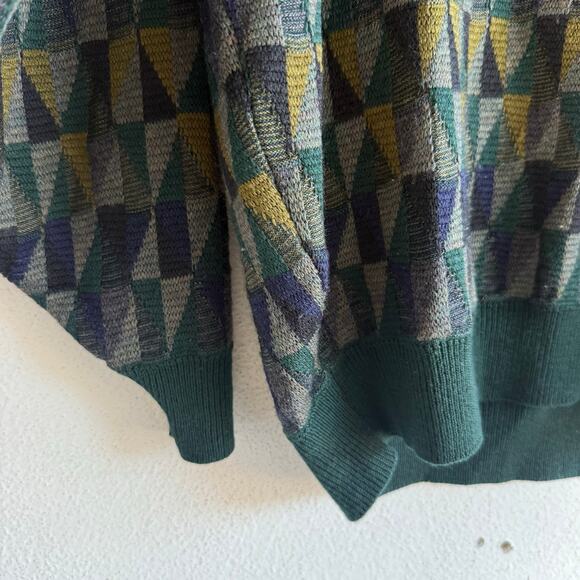 Vtg Sweater 100% Merino Wool Tundra Canada Pullover Geometric Knit Men L Grandpa - Picture 4 of 7
